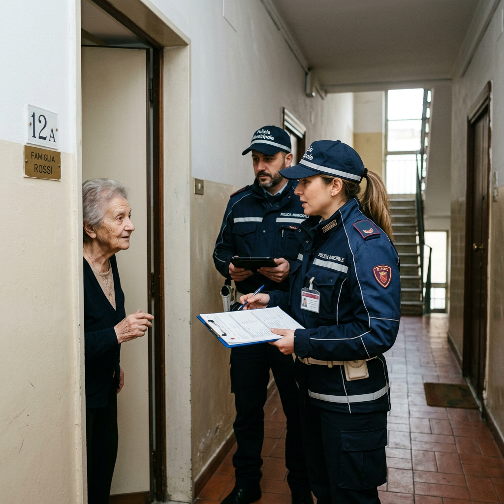 Agenti municipali verificano la residenza